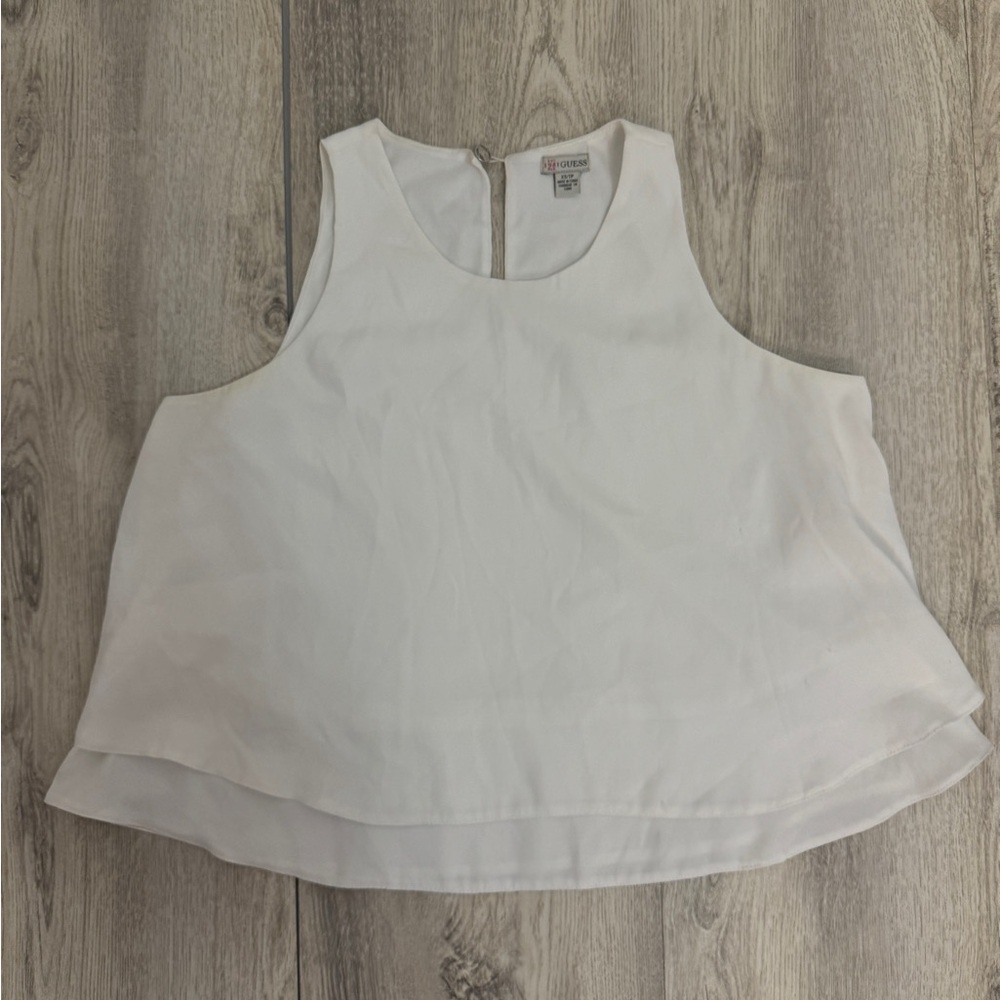Guess White Boxy Sleeveless Tank Top